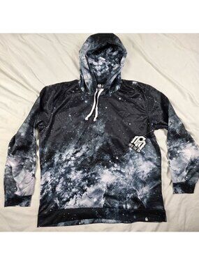 INTO THE AM Galaxy Hoodie Space Graphic Pullover Mens 2XL Black All Over Print